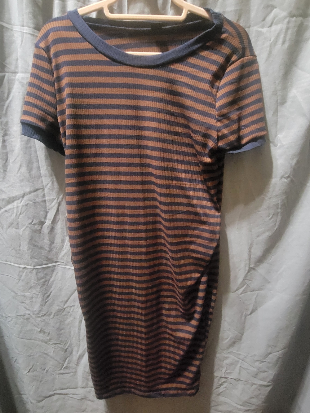 SHEIN Striped Midi Dress - Brown & Navy